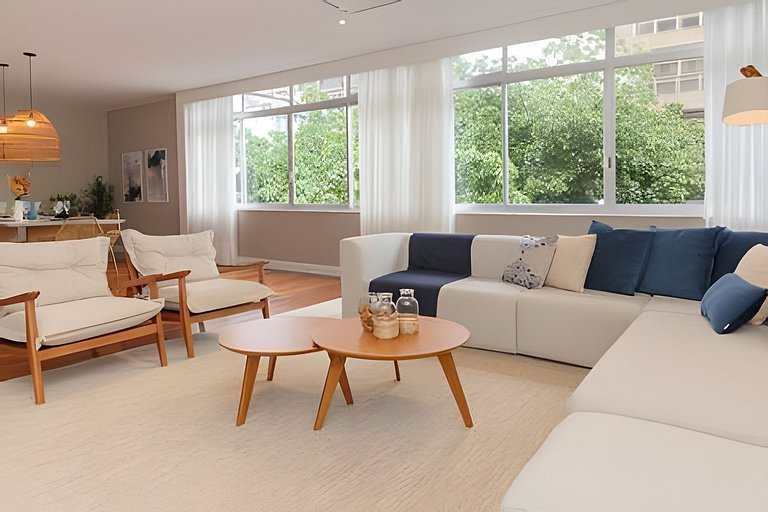 MAR301|Grande y cómodo en Leblon,300 m de la playa